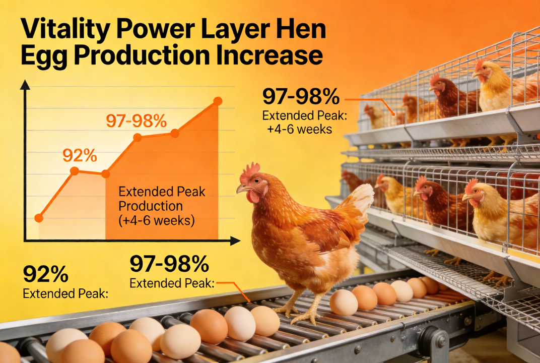 產蛋率提升與高峰期延長示意圖