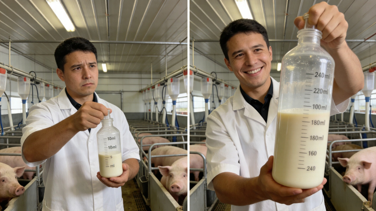 傳統飼養vs倍力素方案精液量對比